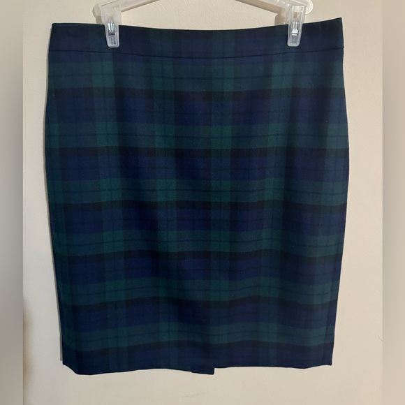 J. Crew The Pencil Skirt Blue & Green Tartan Plaid Wool Blend Size 6 - Picture 1 of 6